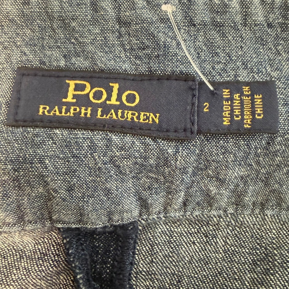 Polo Ralph Lauren Denim Midi Skirt Dark Wash Tie Waist Cotton A-Line Size 2 - Picture 5 of 13